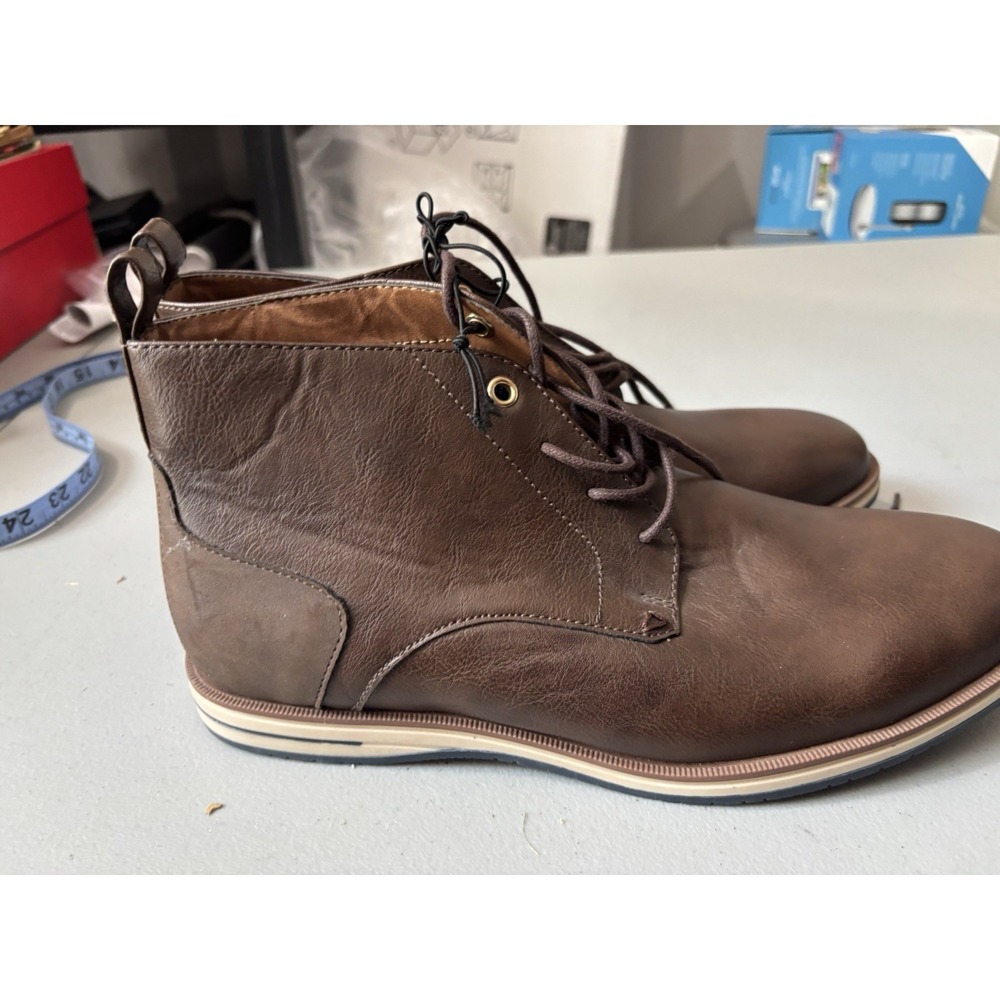 GUESS Brown Leather Ankle Boots Mens Size 9.5 NWOB